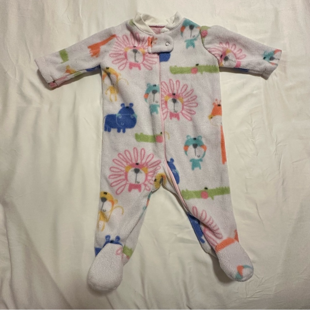Colorful Animal Print Kids One Piece Footies 6-9M